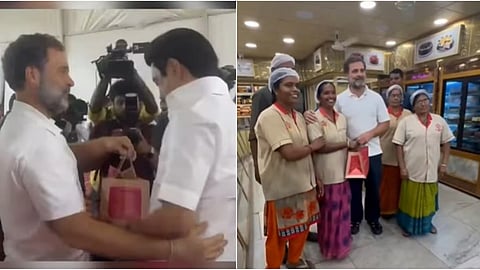 ಮೈಸೂರು ಪಾಕ್ ಗಿಫ್ಟ್ ನ್ನು ತಮಿಳು ನಾಡು ಮುಖ್ಯಮಂತ್ರಿ ಎಂ ಕೆ ಸ್ಟಾಲಿನ್ ಗೆ ನೀಡಿದ ರಾಹುಲ್ ಗಾಂಧಿ
