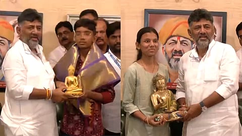 Deputy CM DK Shivakumar felicitates students