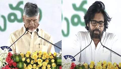 ಸಿಎಂ ಆಗಿ ಚಂದ್ರಬಾಬು ನಾಯ್ಡು, ಸಚಿವರಾಗಿ ಪವನ್ ಕಲ್ಯಾಣ್ ಪ್ರಮಾಣ ವಚನ ಸ್ವೀಕಾರ