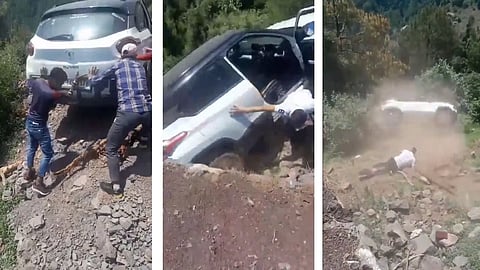 Tata Punch tumbles down mountain