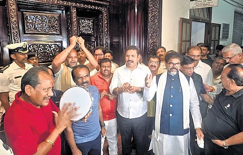 BJP legislators with Karnataka party chief BY Vijayendra