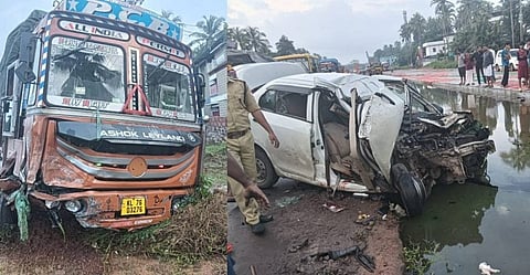 ಅಪಘಾತಕ್ಕೀಡಾದ ಲಾರಿ ಮತ್ತು ಕಾರು