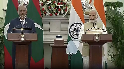 PM Narendra Modi meets Maldivian President Mohamed Muizzu