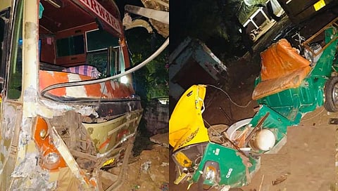 collision between auto-rickshaw and bus
