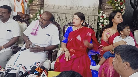 H D Kumaraswamy speaks with mediapersons