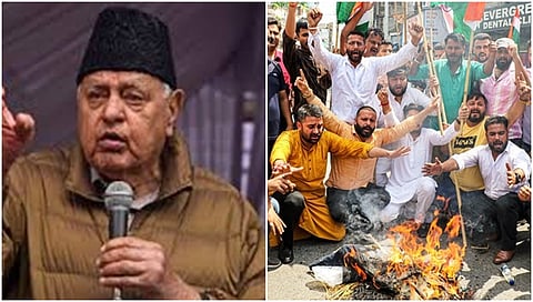 protests against Farooq Abdullah