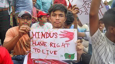 Hindu community protest against atrocities in Bangladesh