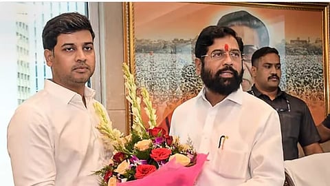 Maharashtra caretaker Chief Minister Eknath Shinde, and his son and Shiv Sena MP Shrikant Shinde