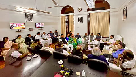Rahul Gandhi in a meeting with floor leaders of INDIA bloc parties