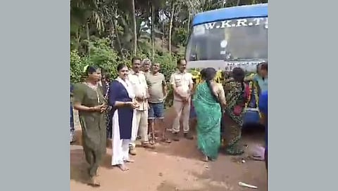 Women offer puja to the mini bus at Therukanalli village in Sirsi taluk