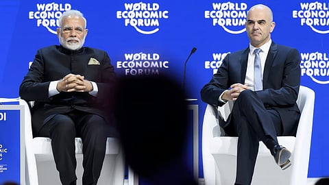 Swiss Federal President Alain Berset and India's Prime Minister Narendra Modi