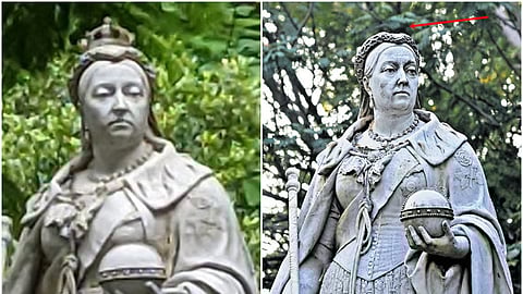 ಪ್ರತಿಮೆಯ ಕಿರೀಟ ನಾಪತ್ತೆಯಾಗಿರುವುದು.