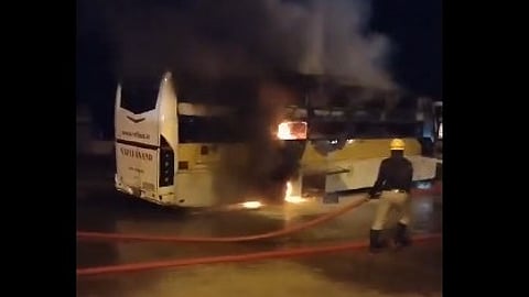 Fire tender douse the fire