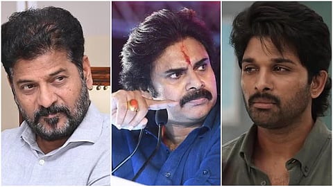 Telangana CM Revant Reddy- Andhra DCM Pavan kalyan- Allu arjun
