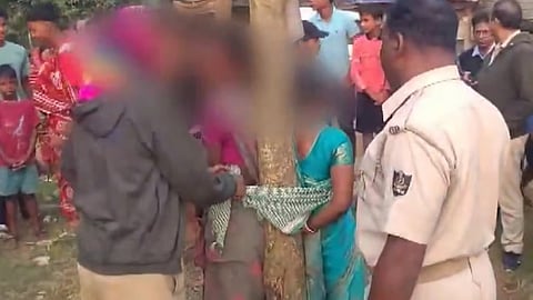 Balasore police at the scene where the two women were tied to a tree