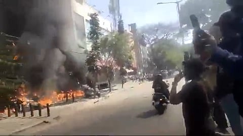 Fire accident in Rajajinagar Bike Showroom