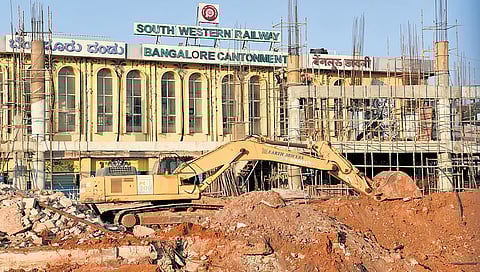 Ongoing construction work at Bengaluru Cantonment Railway Station