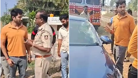 ಕಾರು ಅಪಘಾತವಾಗಿರುವುದು.