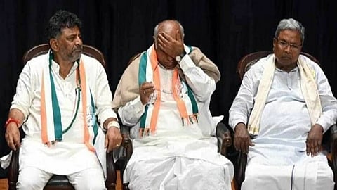 ಡಿಕೆ ಶಿವಕುಮಾರ್-ಮಲ್ಲಿಕಾರ್ಜುನ್ ಖರ್ಗೆ-ಸಿದ್ದರಾಮಯ್ಯ