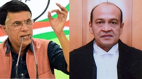 Congress' media and publicity department head Pawan Khera (L), Delhi High Court judge Justice Yashwant Varma.