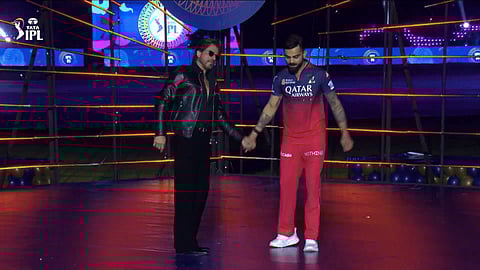 Virat Kohli shakes leg to 'Jhoome Jo Pathaan' in IPL 2025 opening ceremony.
