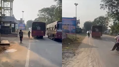 ಬಸ್ ಹಿಂದೆ ಓಡಿದ ವಿದ್ಯಾರ್ಥಿನಿ