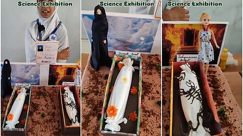 ವಿಜ್ಞಾನ ವಸ್ತು ಪ್ರದರ್ಶನದಲ್ಲಿ ವಿವರಣೆ ನೀಡುತ್ತಿರುವ ಬಾಲಕಿ.