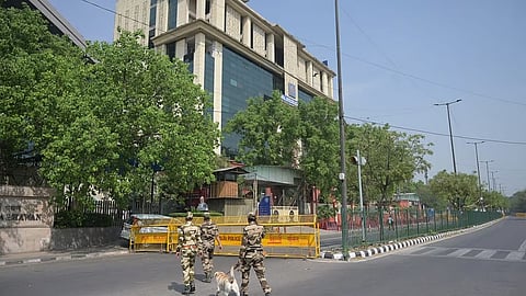 Security persons outside the National Investigation Agency headquarters in New Delhi, Mumbai attack accused Tahawwur Rana will arrive in India after being extradited from the US.