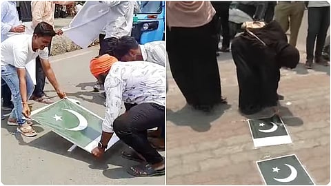 women remove flag and show 'love for Pakistan'