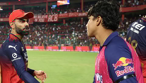 ಆರ್ಸಿಬಿ ವಿರುದ್ಧದ ಪಂದ್ಯದಲ್ಲಿ ವಿರಾಟ್ ಕೊಹ್ಲಿಯನ್ನು ಭೇಟಿ ಮಾಡಿದ ವೈಭವ್ ಸೂರ್ಯವಂಶಿ