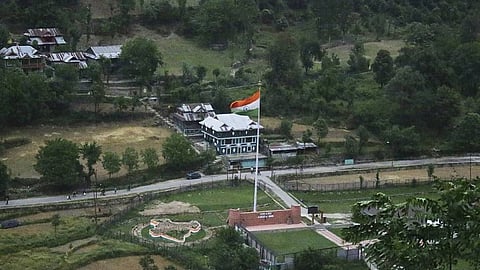 An Indian army post is seen from a hill view tourists point in Karen, in Neelum Valley near the Line of Control