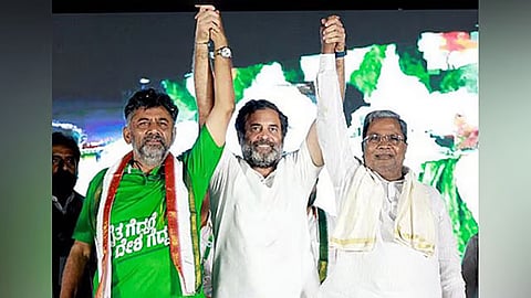 CM Siddaramaiah and Dk Shivakumar with Rahul Gandhi