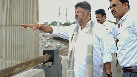 DK Shivakumar on Monday conducted inspection of the main road and service road