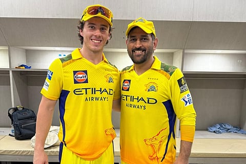Dewald Brevis With MS Dhoni