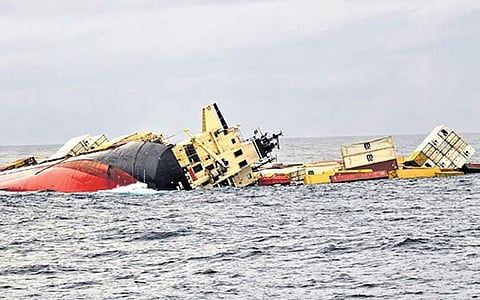 Container vessel MSC Elsa 3 that sank in the Arabian Sea on Sunday.