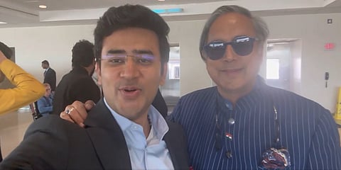 Tejasvi surya with Shashi Tharoor