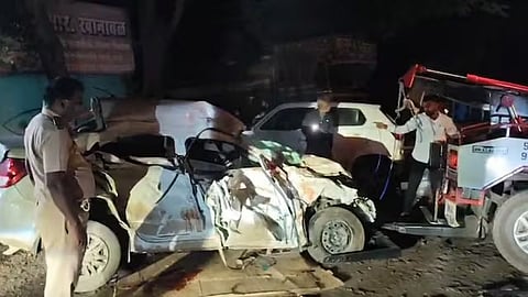accident took place between a sedan Car and a pick-up truck
