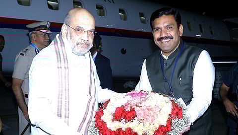 BY Vijayendra welcomes Amit Shah in Bengaluru