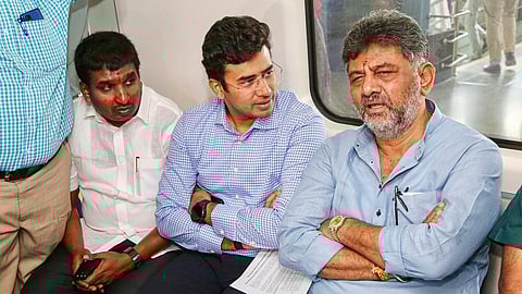 DCM DK Shivakumar and MP Tejaswi surya