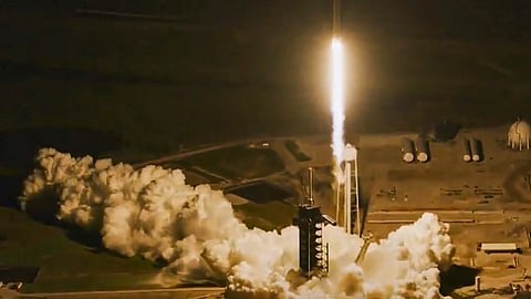 SpaceX Falcon 9 rocket with the Crew Dragon capsule carrying