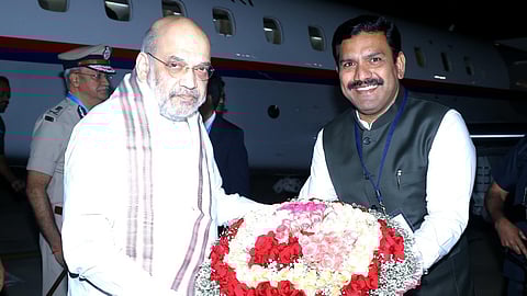 BY Vijayendra welcomes Amit Shah in Bengaluru