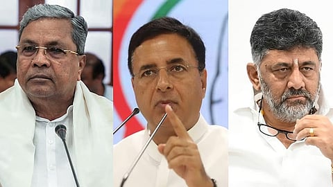 Siddaramaiah, Randeep Singh Surjewala, DK Shivakumar