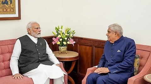 Prime Minister Narendra Modi with Vice President Jagdeep Dhankhar.