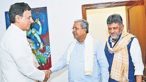 Surjewala, Siddaramaiah and D.K. Shivakumar