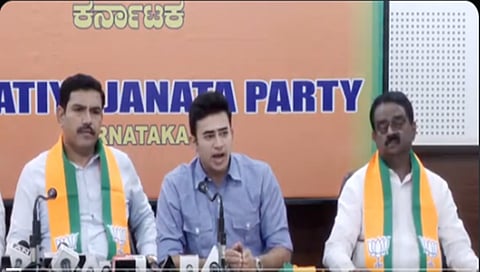 BY Vijayendra and Tejaswi Surya press meet