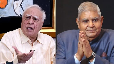 Kapil Sibal (L), Jagdeep Dhankhar,