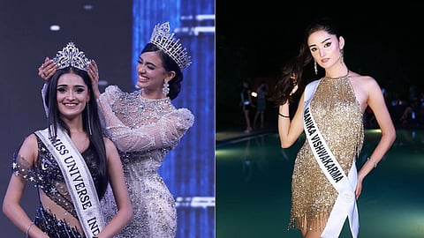 Rajasthan’s Manika Vishwakarma being crowned Miss Universe India 2025