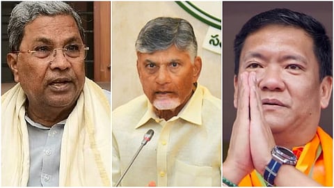karnataka CM Siddaramaiah, Andhra CM Chandrababu naidu, Arunachala pradesh CM Pema Khandu