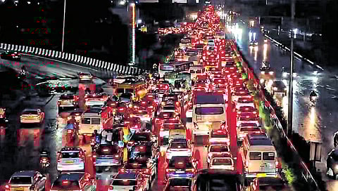 Traffic Jam Due to rain