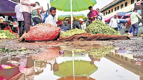 Rainfall over the past few days has left KR Market waterlogged.